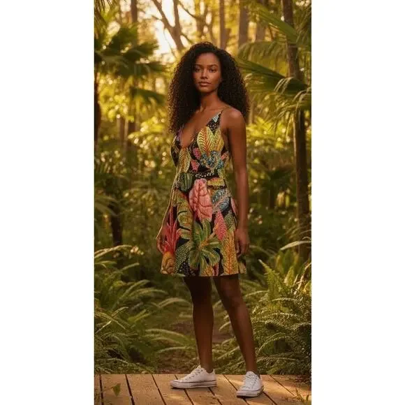 Vintage Farm Rio Tropical Mini Dress size L - Picture 2 of 10